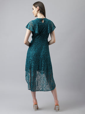 Teal Hig Low Lace Dress