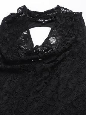Black Lace Dress Halter Neckline