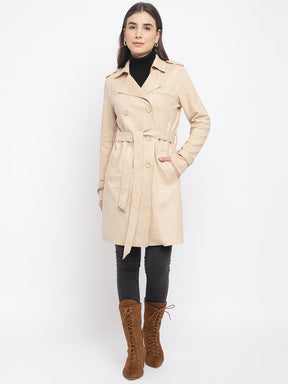 Beige Full Sleeve Trench Coat