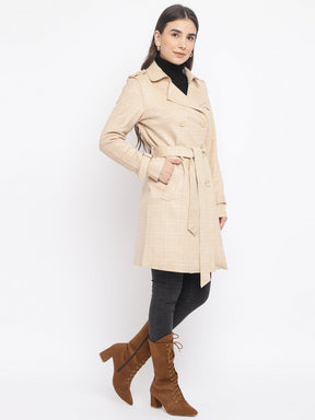 Beige Full Sleeve Trench Coat