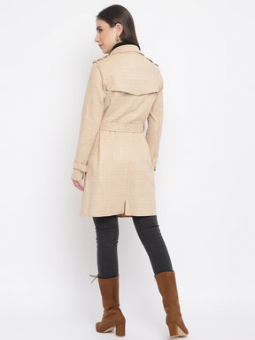 Beige Full Sleeve Trench Coat