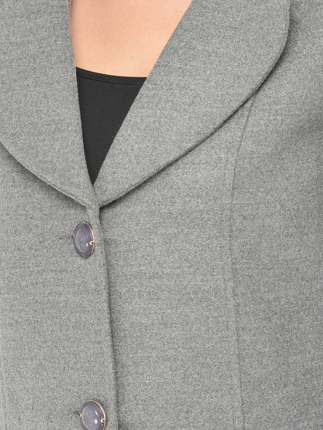 Grey Full Sleeve Polyester Over Coat