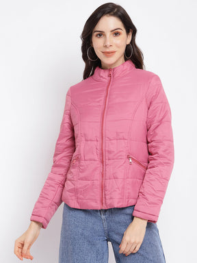 Pink Dusky Full Sleeve Puffer Jacket