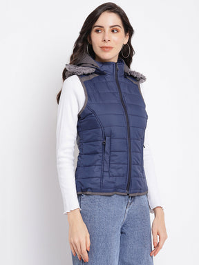 Blue Navy Sleeveless Puffer Jacket