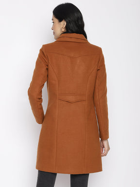 Brown Full Sleeve Over Coat