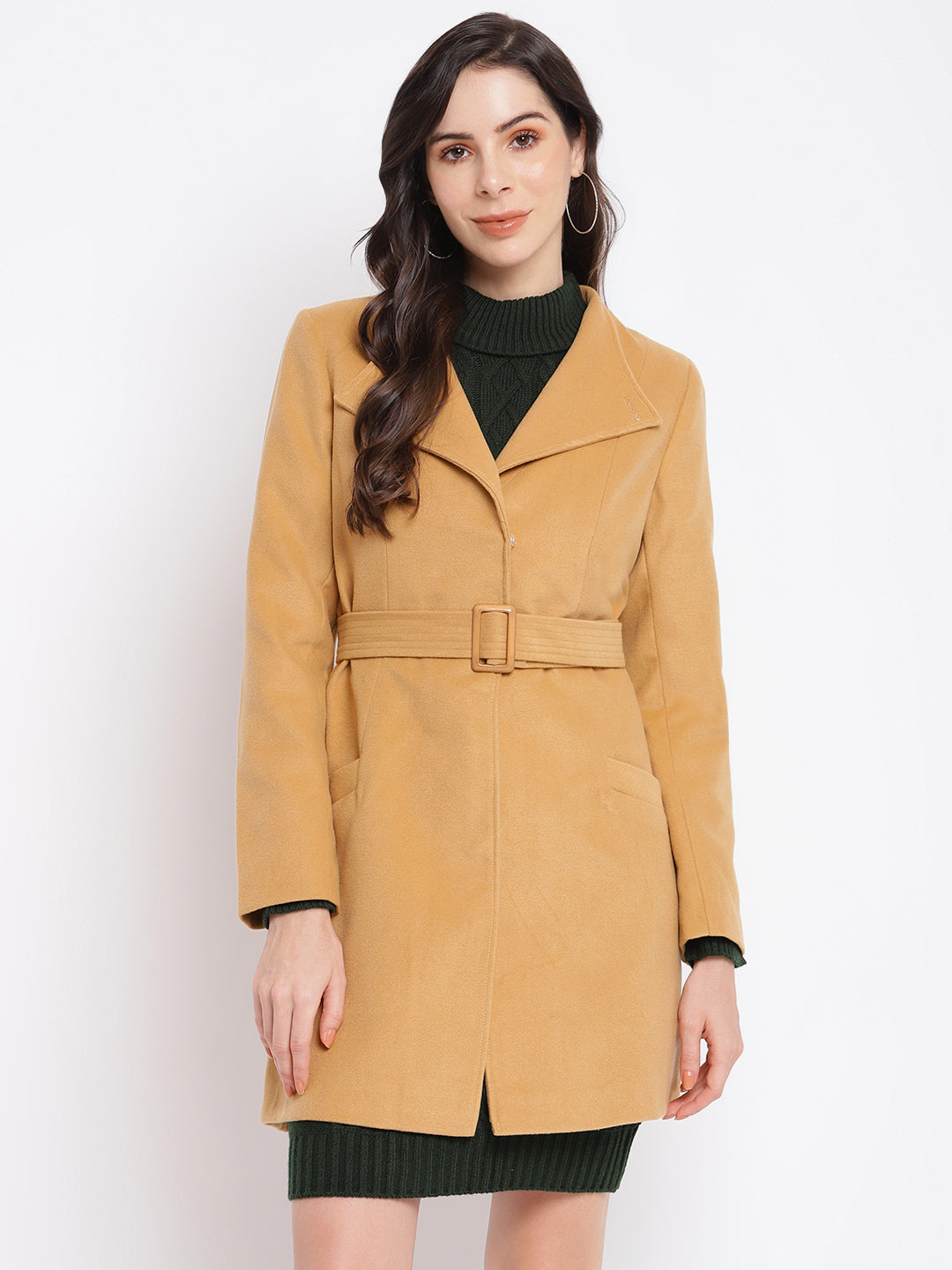 Mustard Full Sleeve Solid Coat