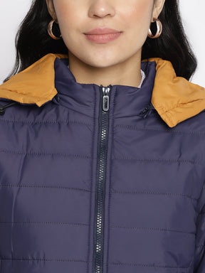 Blue Navy Full Sleeve Puffer Jacket