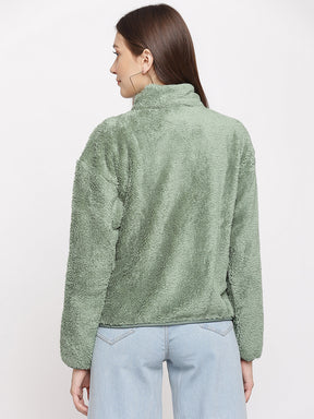 Green Full Sleeve Casual Jacket