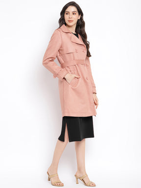 Pink Dusky Full Sleeve Trench Coat