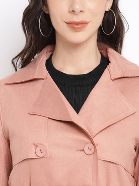 Pink Dusky Full Sleeve Trench Coat