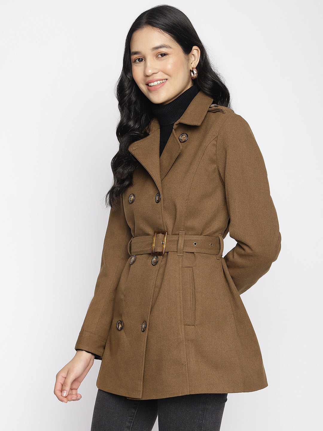 Brown Full Sleeve Trench Coat