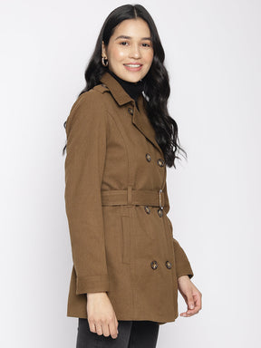 Brown Full Sleeve Trench Coat