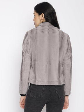 Grey Full Sleeve Straight Jacket