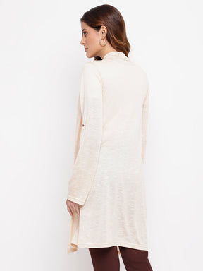 Beige Full Sleeves Long Shrug