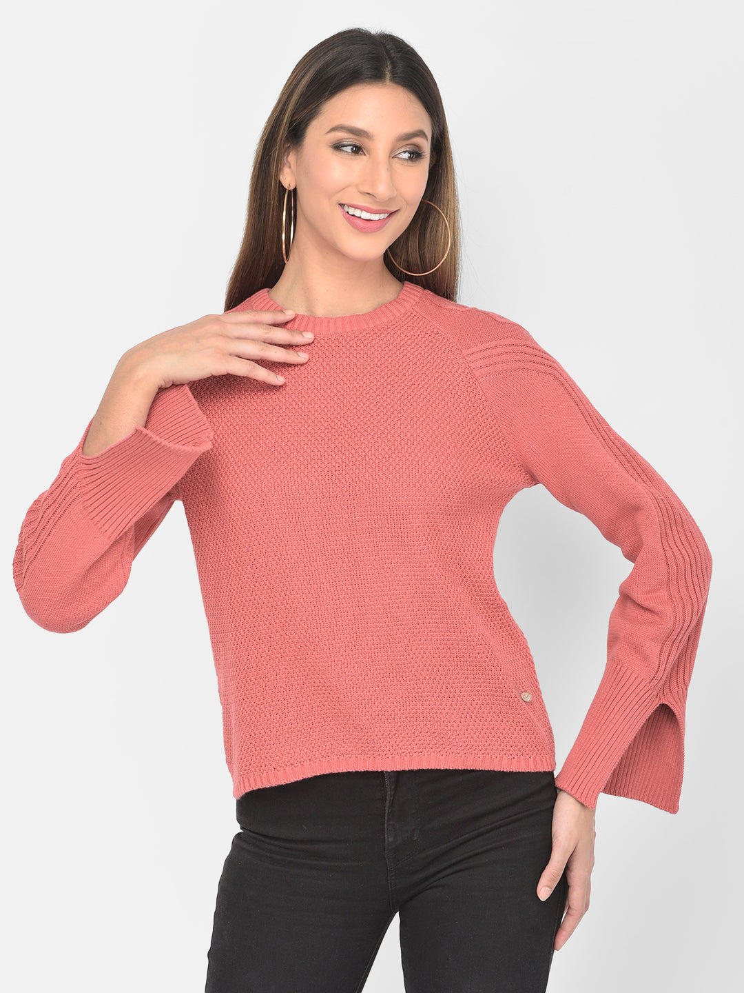 Sweater With Cable Design on Sleeves