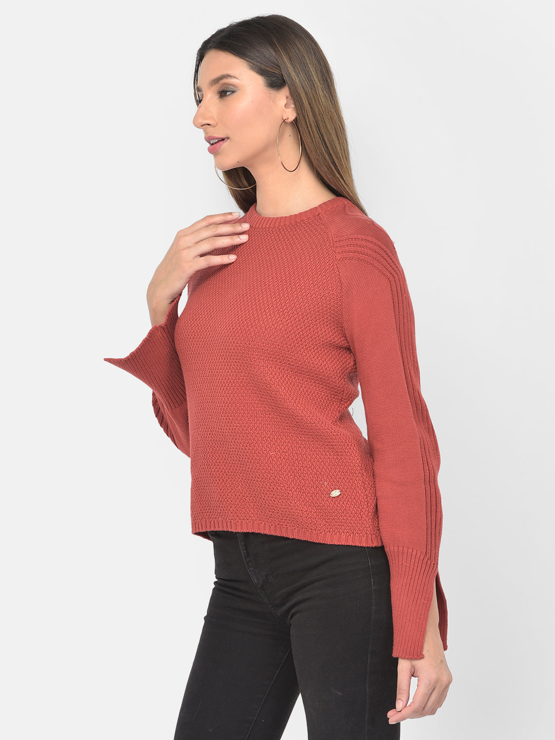 Sweater With Cable Design on Sleeves