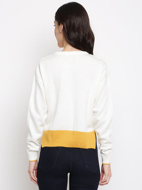 Mustard Full Sleeve Pullover Solid Sweatertop
