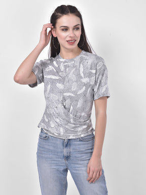 Grey Half Sleeves Top