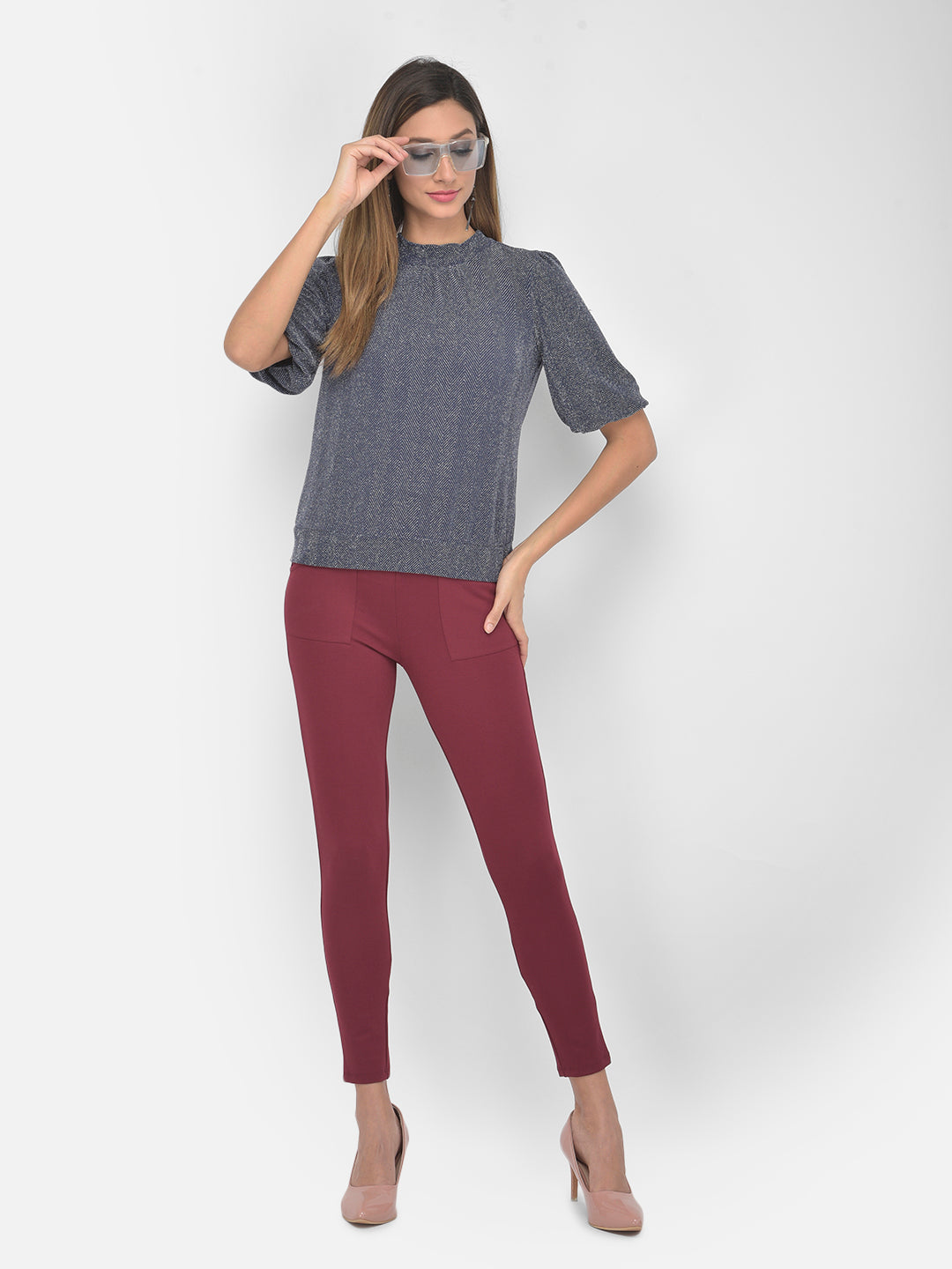 Maroon Roma Jeggings With Pocket