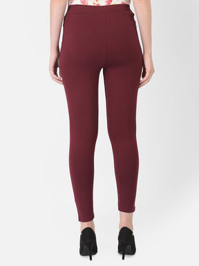 Wine Roma Jeggings With Pocket