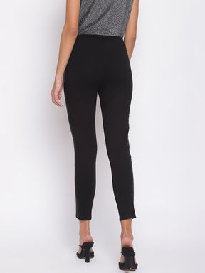 Black Roma Jeggings With Tape