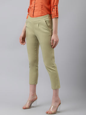 Khaki Ankle Length Pant With Pocket