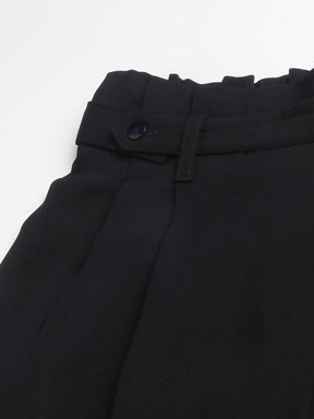 Black Solid Ankle Length Pant With Pocket