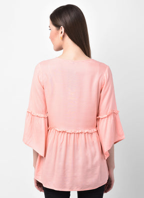 Embroidered Rayon Top With Tassels