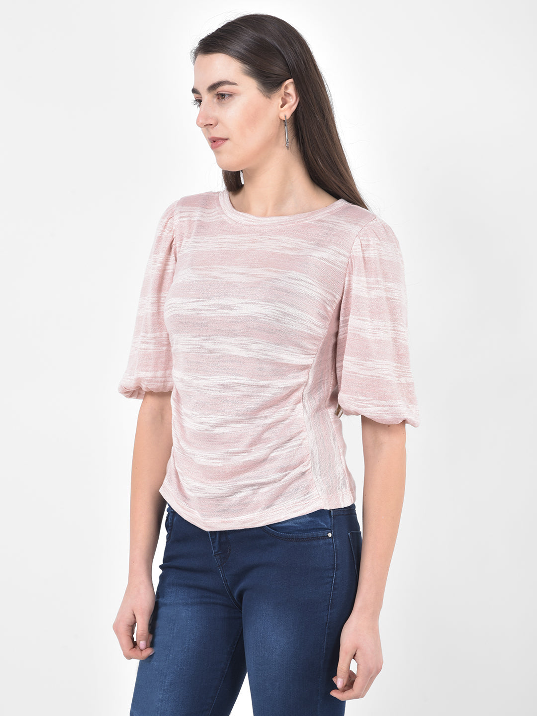 Pink Half Sleeve Knitted Top