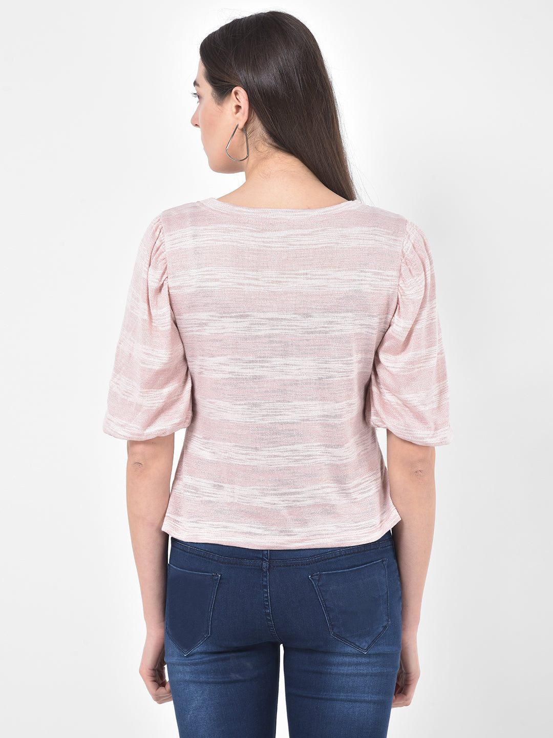 Pink Half Sleeve Knitted Top