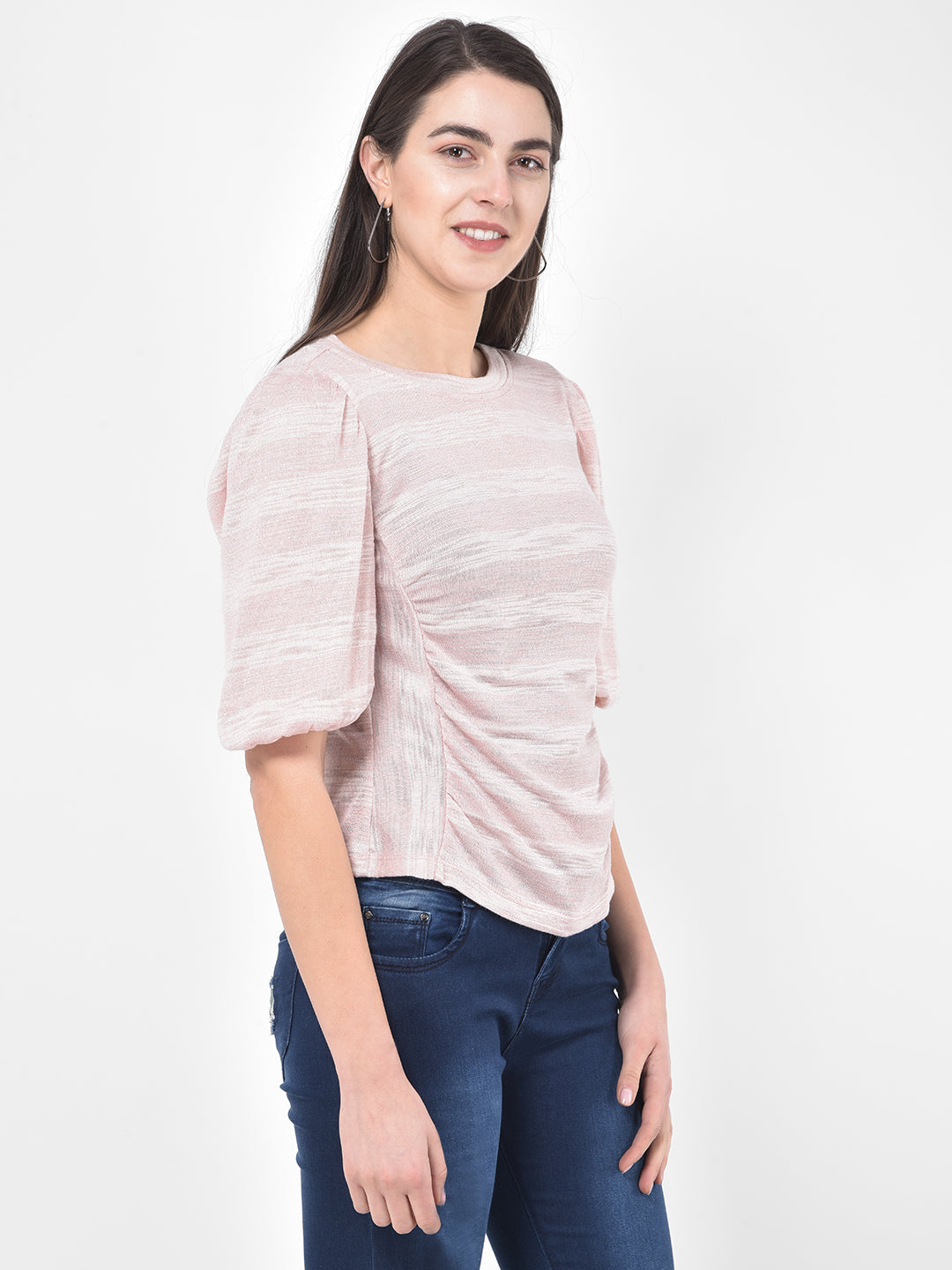 Pink Half Sleeve Knitted Top