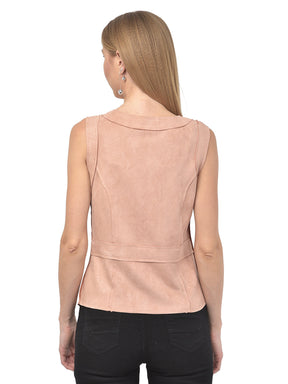 Pink Sleeveless Suede Top