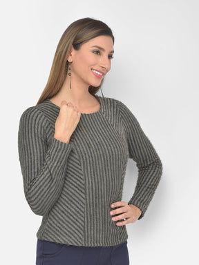Green Full Sleeves Knit Top