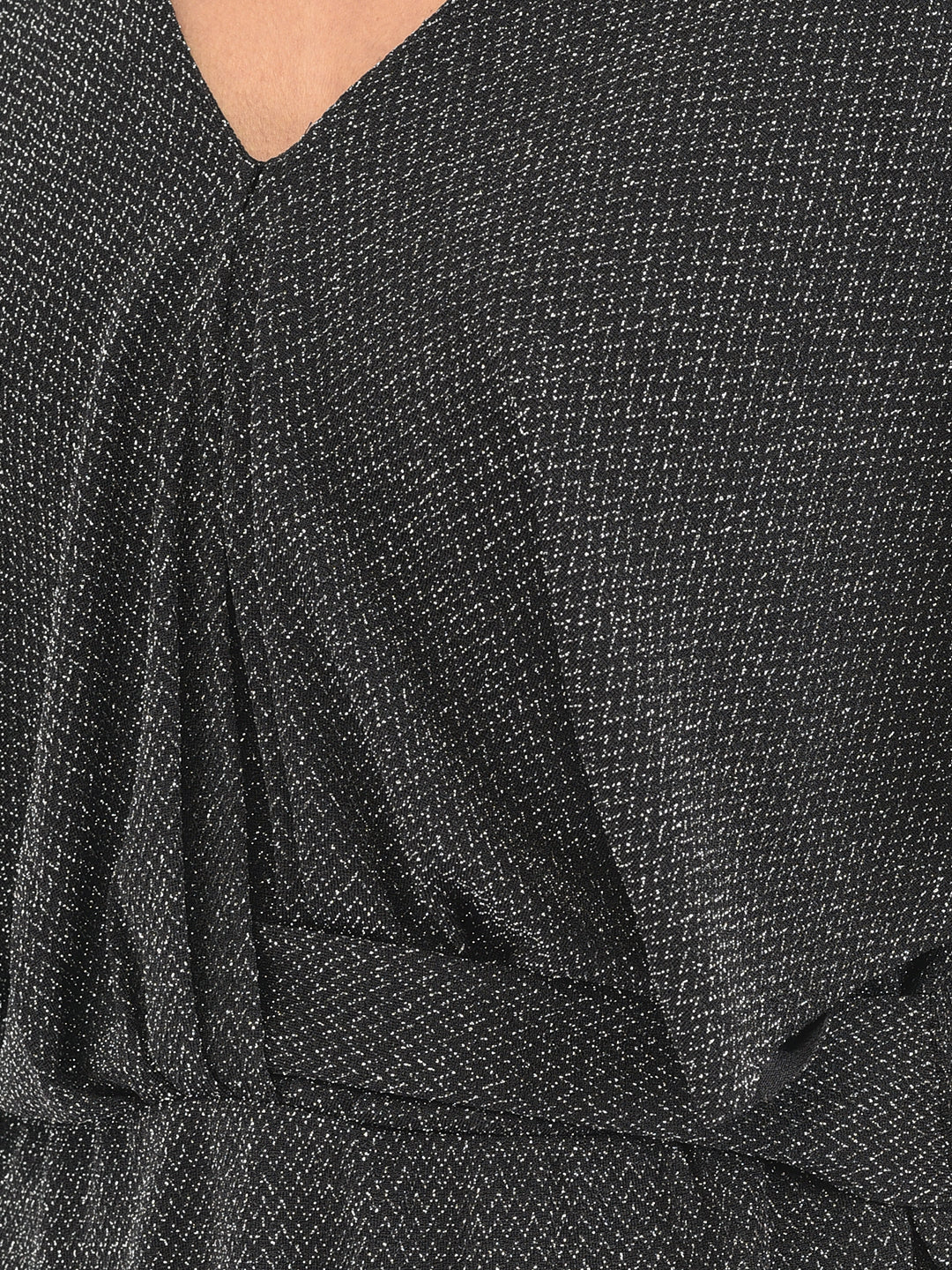 Black Half Sleeve Printed Top