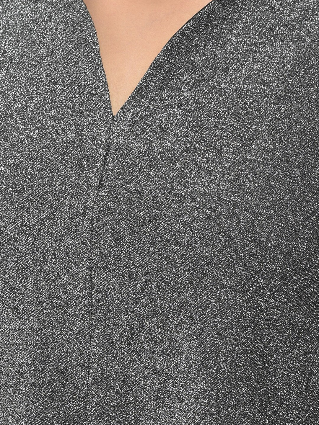 Black Half Sleeve Top With Pleats