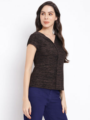 Black Cap Sleeve Knit Top