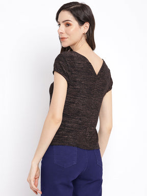 Black Cap Sleeve Knit Top