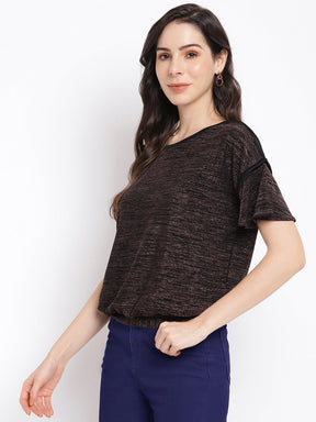 Black Half Sleeve Solid Top