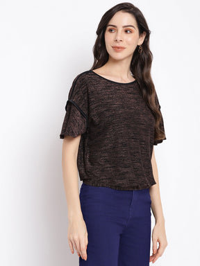 Black Half Sleeve Solid Top