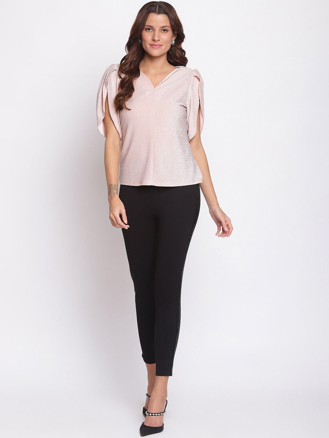 Pink Solid Top With Pleat