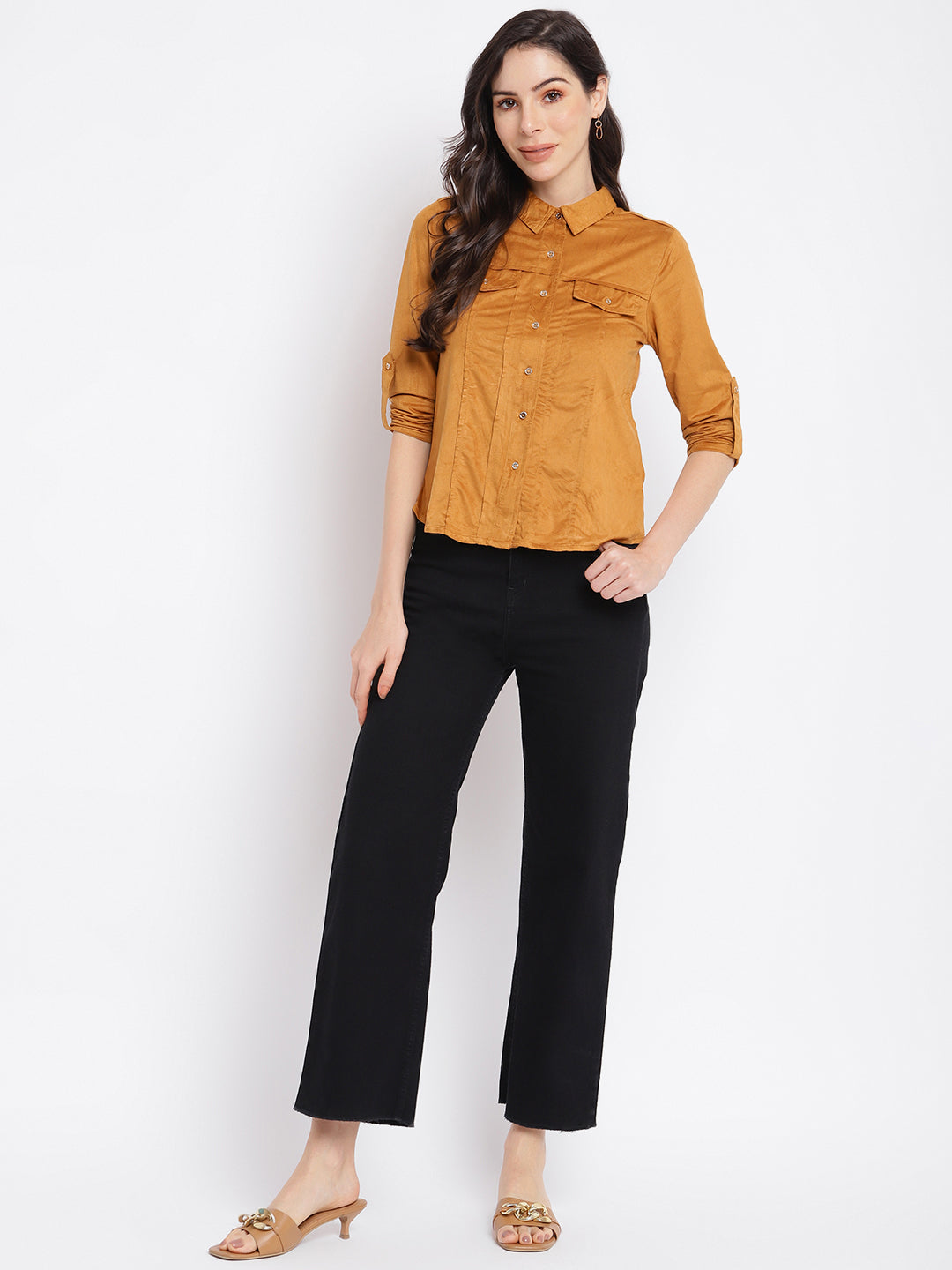 Camel 3/4 Sleeve Top