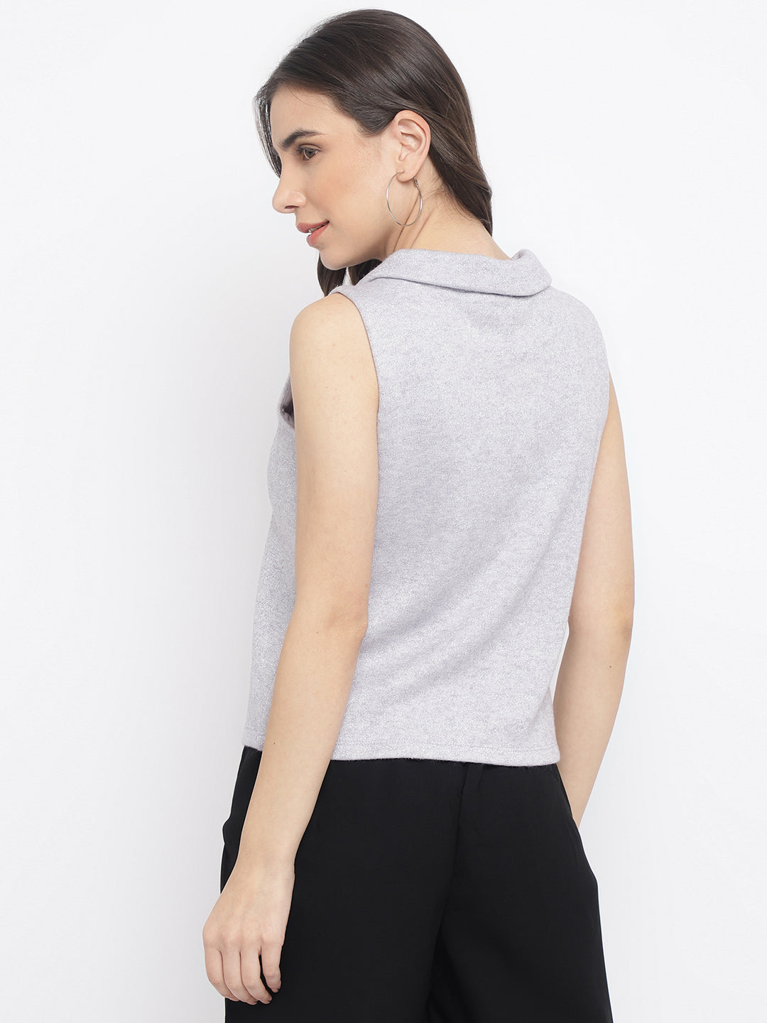 Grey Sleeveless Knit Top