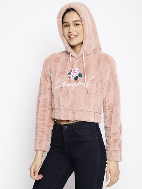 Pink Full Sleeve Sweatshirt With Hooded