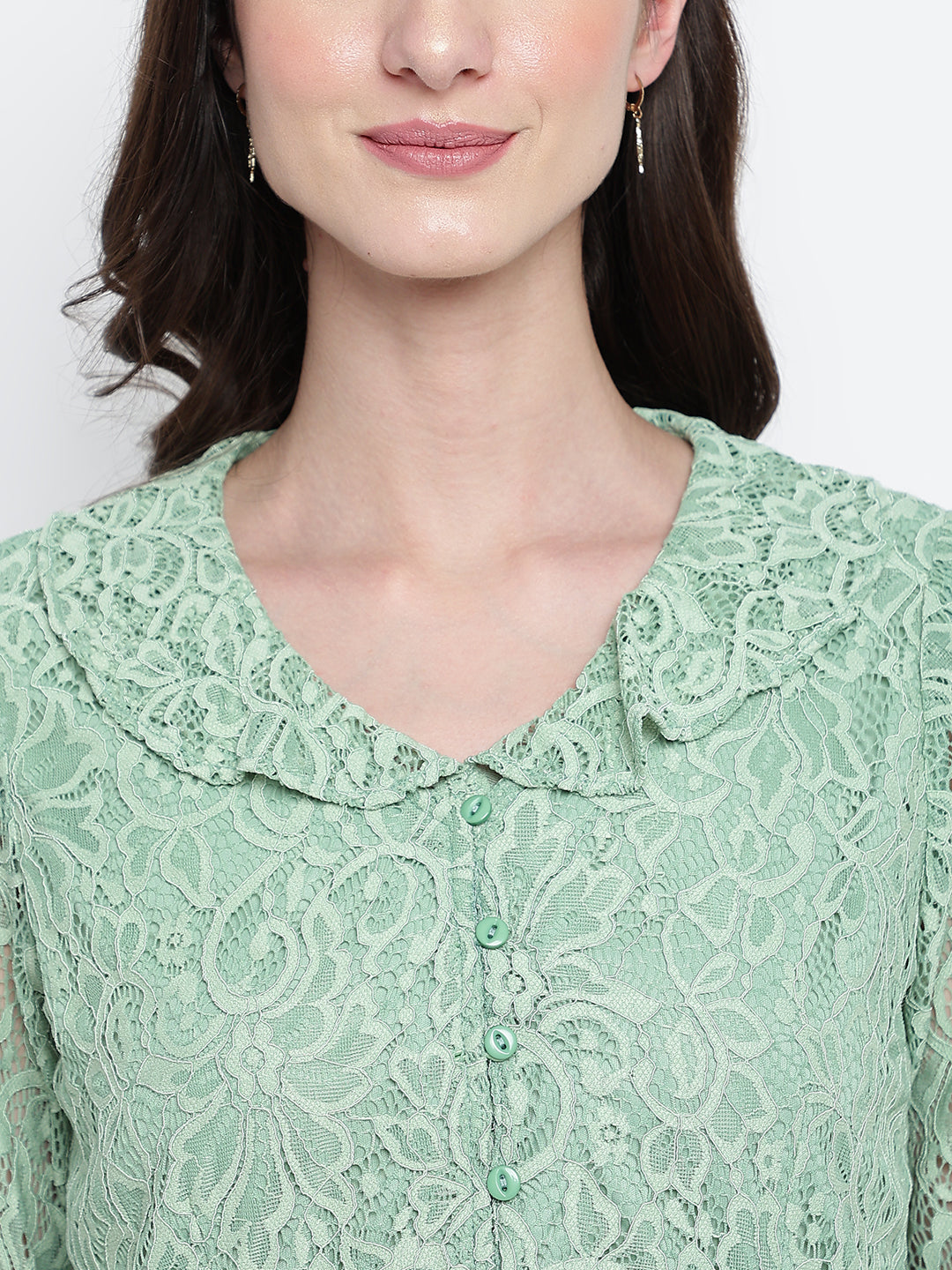 Green 3/4 Sleeve Solid Top Knit Top
