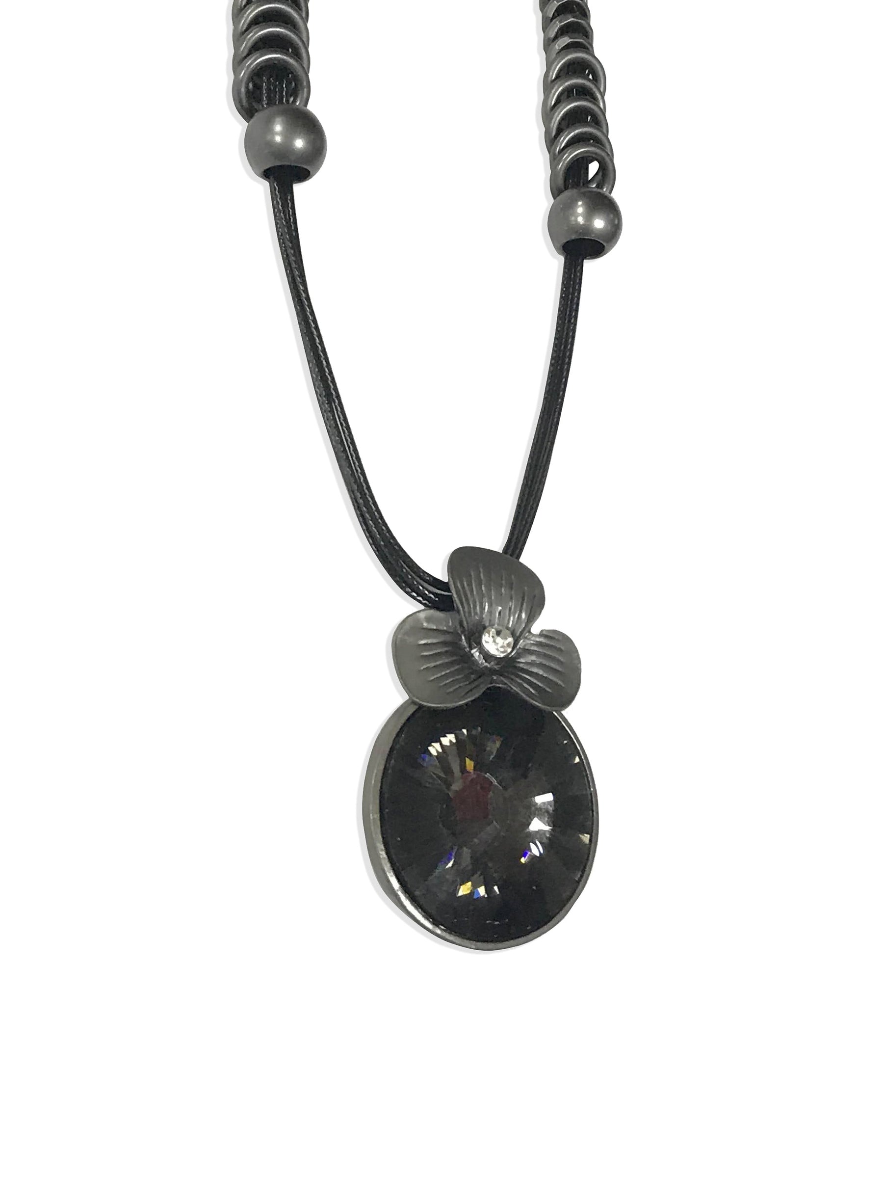 Dark Enamel & Crystal Necklace